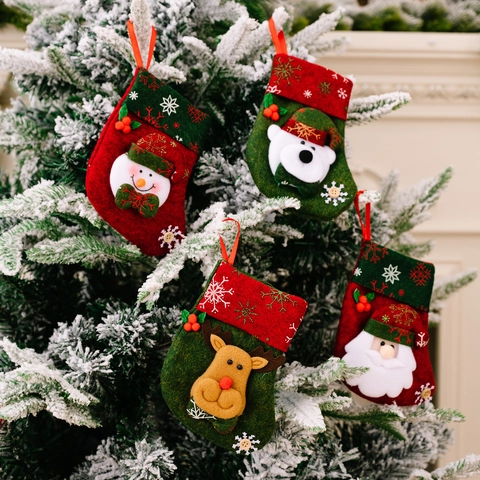 Calze Natalizie Ornamenti Appesi Sacchetti Regalo Feltro Babbo Natale Pupazzo Di Neve Renna Orso Decorazioni Per Albero