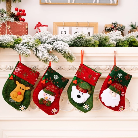 Calze Natalizie Ornamenti Appesi Sacchetti Regalo Feltro Babbo Natale Pupazzo Di Neve Renna Orso Decorazioni Per Albero