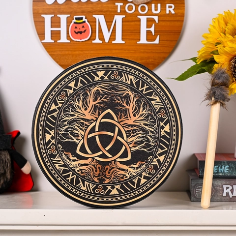 Handmade Shamanic Shaman Drum With Mallet Tree Of Life Design Ethnic Mystical Frame Drum Home Decor Percussion Musical Gift