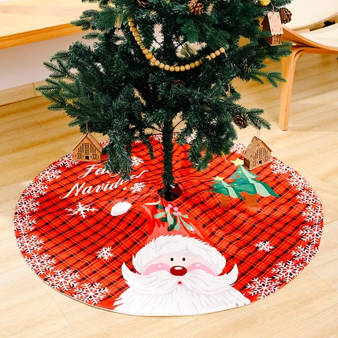Weihnachtsbaumdecke Buffalo Karo Weihnachtsmann Schneemann Rund Xmas Baummatte Für Feiertagsparty Dekoration Feliz Navidad