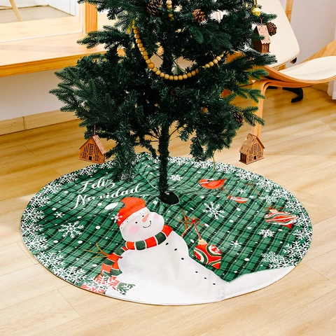 Weihnachtsbaumdecke Buffalo Karo Weihnachtsmann Schneemann Rund Xmas Baummatte Für Feiertagsparty Dekoration Feliz Navidad