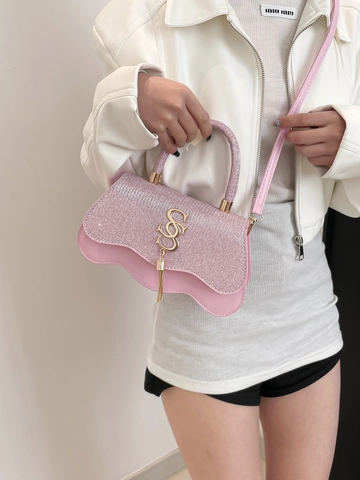 Borsa A Tracolla Con Paillettes In Pelle PU Borsa A Mano Con Logo S In Metallo E Nappa Fondo Ondulato Borsa Da Sera Elegante Donna