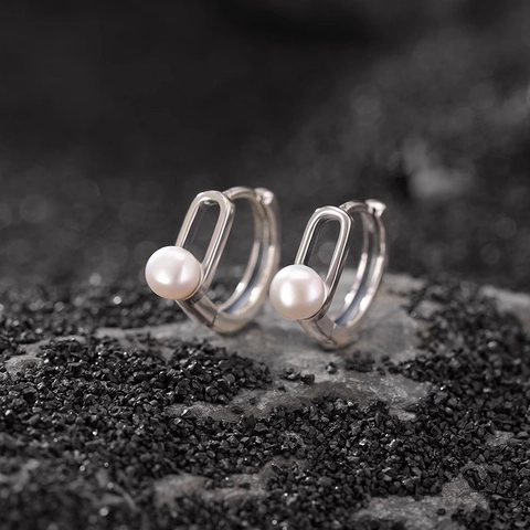 Eleganti Orecchini A Cerchio Ovali Cavi Rame Placcato Oro Bianco Perla Artificiale Gioielli Geometrici Per Le Donne