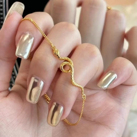 Gold Plated Copper Snake Bracelet Elegant Serpent Chain Jewelry For Women Minimalist Style