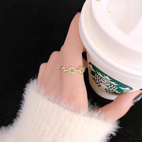 Triple Interlocking Circle Open Ring Copper With Zirconia New Chinese Retro Style Vintage Finger Jewelry For Women