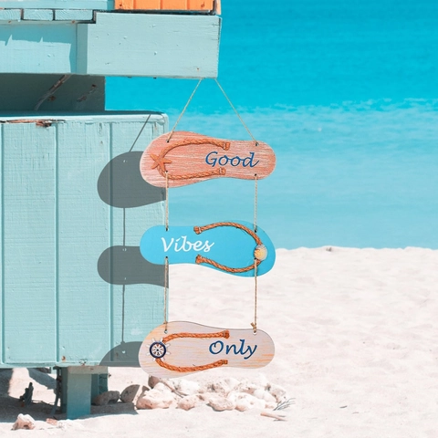 Mediterrane Houten Hangende Ornamenten Nautische Strand Oceaan Thema Vis Flip Flop Bord Jute Touw Vintage Huis Decor Muur Kunst