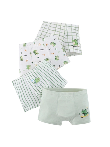 Boys Boxer Briefs Ice Satin Mesh Breathable Antibacterial Dinosaur Printed Underwear Regenerated Cellulose And Spandex