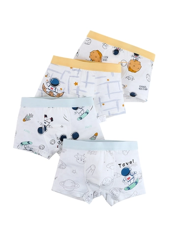 Boys Boxer Briefs Breathable Mesh Regenerated Cellulose Fiber Astronaut Space Cartoon Print Kids Underwear