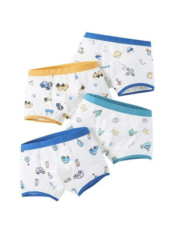 Bóxers para Niños de Mezcla de Algodón Cómodos con Estampado de Dibujos Animados Espacio Vehículo de Ingeniería Ropa Interior Suave