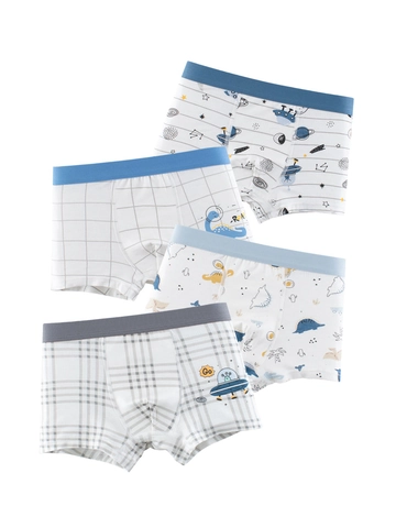Boys Boxer Briefs Breathable Mesh Cellulose Fiber Cooling Antibacterial Elastic Waistband Cartoon Print Underwear