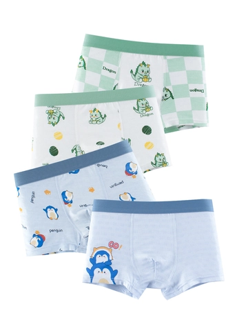 Boys Boxer Briefs Mesh Breathable Cooling Cartoon Dinosaur Plaid Regenerated Cellulose Fiber Spandex Antibacterial