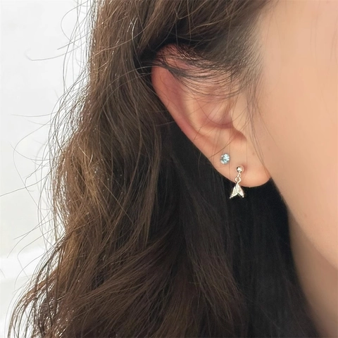Orecchini A Lobo Asimmetrici Con Coda Di Sirena Rame Zircone Blu Chiaro Gioielli Di Moda Minimalisti Eleganti
