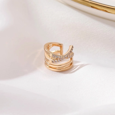 Multi Layer Ear Cuff Koper Zirkonia X Kruis Geen Piercing Geometrische Minimalistische Mode Oorbellen Voor Dames