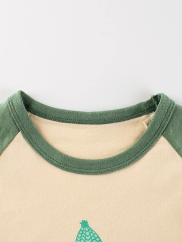 Maglietta a Maniche Lunghe per Bambine Con Stampa di Orso Cartone Animato in Cotone Maniche Raglan Girocollo Casual Autunno Top