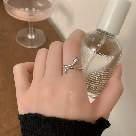 Schlangenring Für Damen Kupfer Zirkonia Grüne Augen Verstellbar Wickelring Personalisierter Modeschmuck