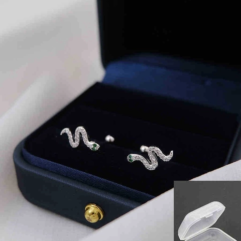 Snake Earring Stud Cartilage Piercing Copper Cubic Zirconia Screw Ball Back Labret Jewelry Trendy Cool For Women