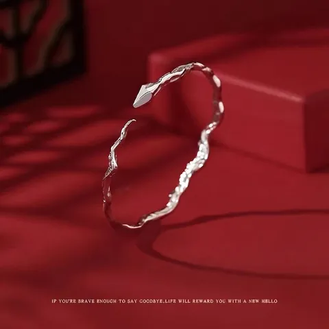 Bracciale Rigido Serpente Rame Aperto Regolabile Strutturato Zodiaco Anno Del Serpente Gioielli Per Donne