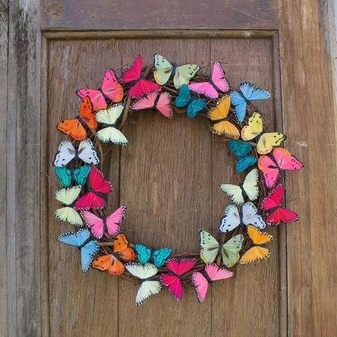 Artificial Butterfly Wreath Easter Spring Decoration For Front Door Wall Hanging Hotel Restaurant Home Decor Garland