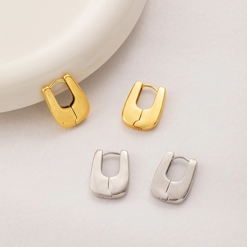 Minimalistische U Vormige Creolen Mat Geborsteld Koper Geometrisch Eenvoudige Moderne Stijl Voor Dames