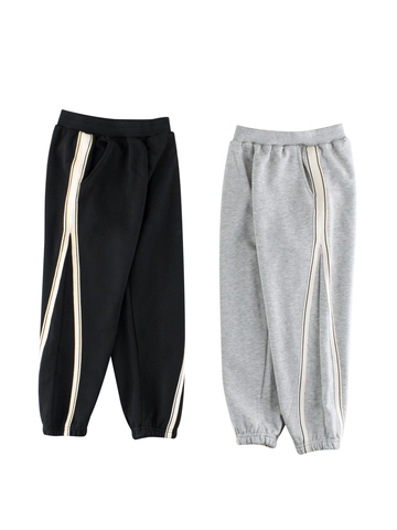 Kids Boys Girls Cotton French Terry Sweatpants Side Stripe Jogger Pants Autumn Winter Casual Sports Trousers Elastic Waist Soft Bottoms