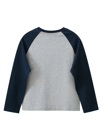 T-Shirt Manica Lunga Ragazzo Cotone Maniche Raglan Stampa Dinosauro Girocollo Top Casual Per Bambini E Adolescenti