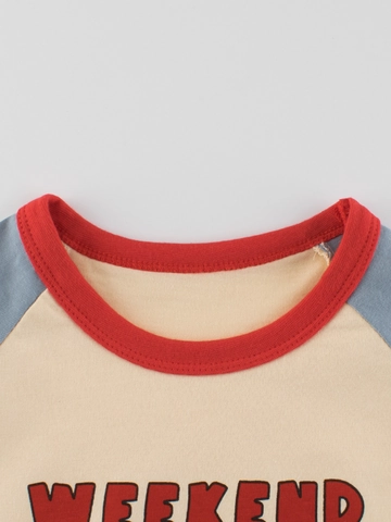 Maglietta da Bambina in Cotone a Maniche Lunghe Raglan con Stampa Cartone Animato Coniglio Orso Top Casual Girocollo