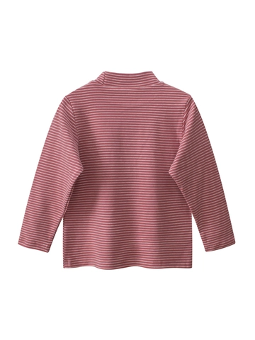 Kids Girls Striped Long Sleeve T-Shirt Mock Neck Cotton Blend Breathable Base Layer Top For Autumn Spring Daily Wear