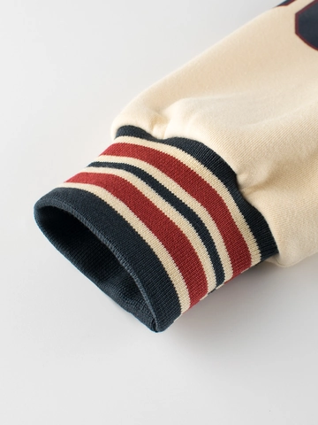 Kinderen Varsity Honkbaljas Fleece Gevoerd Katoen Polyester Beer Borduurwerk Contrast Mouw Voor Jongens En Meisjes