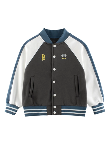 Giacca da Baseball con Fodera in Pile per Bambini Ragazzi Ragazze Varsity Jacket Costine a Righe Collo in Piedi Cappotto Invernale