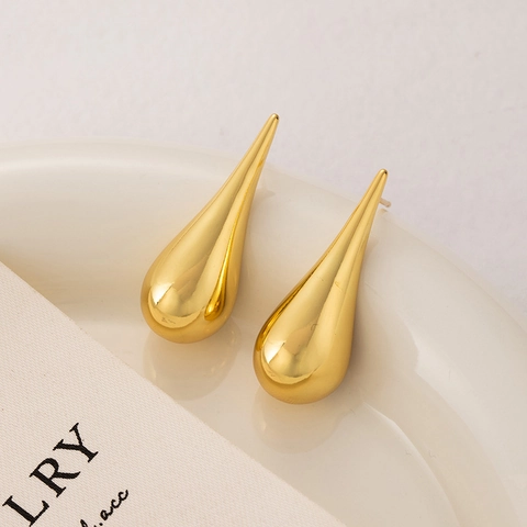 Teardrop Stud Earrings High Polished Copper Geometric Waterdrop Minimalist Fashion Statement Jewelry For Women