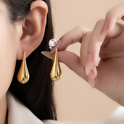 Teardrop Stud Earrings High Polished Copper Geometric Waterdrop Minimalist Fashion Statement Jewelry For Women