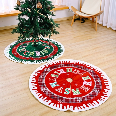 Gonna Per Albero Di Natale Bordo Fiocco Di Neve Merry Christmas Plaid Rosso Verde Stoffa Decorazione Per Feste