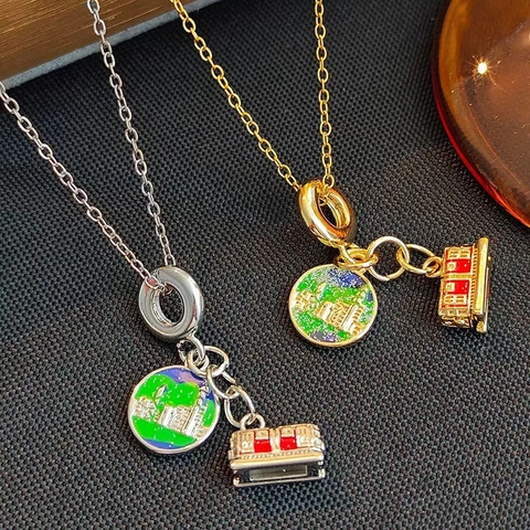 Reis Thema Hanger Ketting Emaille Drip Glaze Kleine Trein Camera Vliegtuig Roestvrij Staal Koper Sieraden Voor Vrouwen