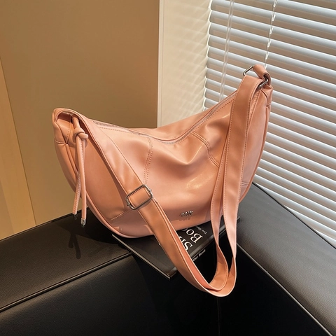 Damen Halbmond Hobo Tasche Weiches PU Leder Große Kapazität Verstellbarer Schultergurt Lässige Pendler Reißverschluss