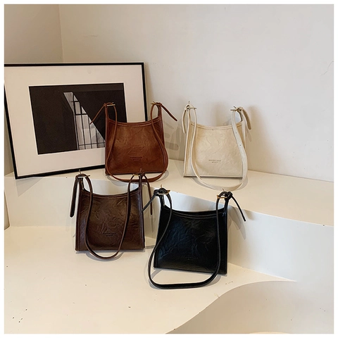 Borsa da Donna in Pelle PU Sottobraccio Minimalista Texture Increspata Borsa a Tracolla Versatile Elegante per il Pendolarismo