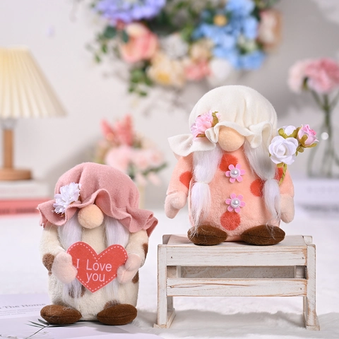 Bambola di Peluche Gnomo per la Festa della Mamma Con Cuore Fiore Rudolph Bambola Senza Volto Stile Nordico Decorazione Casa Regalo Mamma