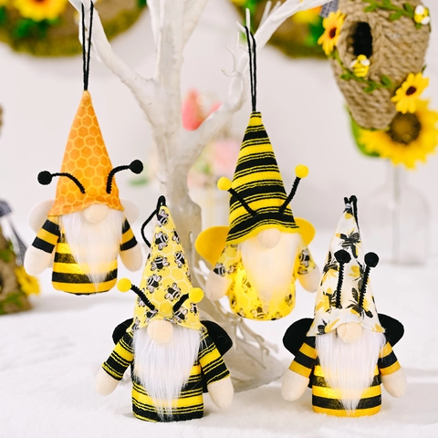 Hummel Gnom Leuchtende Gesichtlose Puppen Stoff PVC LED Warmes Licht Hängende Ornamente Heimdeko Frühling Sommer Neuheit