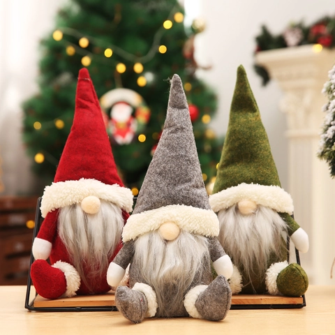 Gnome de Noël Nordique Poupée Sans Visage Peluche Père Noël Tomte Ornement Tissu Fait Main Décoration de Bureau Festive