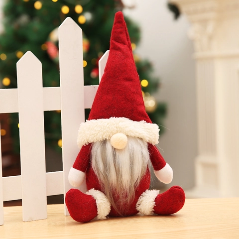 Gnome de Noël Nordique Poupée Sans Visage Peluche Père Noël Tomte Ornement Tissu Fait Main Décoration de Bureau Festive