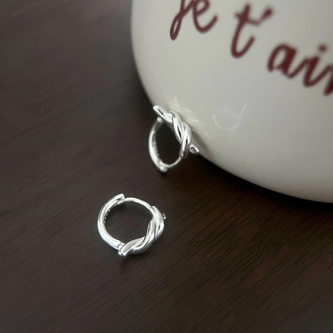 Orecchini A Cerchio Con Nodo Torsione In Rame Con Perno In Argento Sterling 925 Gioielli Geometrici Per Donne