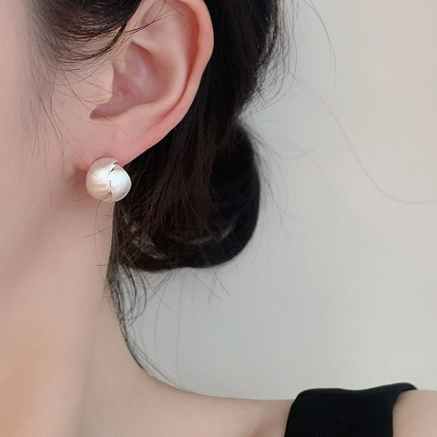 Layered C Shape Spiral Stud Earrings Minimalist Matte Brushed Geometric Jewelry For Women With Silver Earring Post