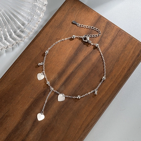 Cavigliera Con Cuore Nappa Perline Rame Catena Piede Elegante Gioielli Spiaggia Estate Per Donne Ciondoli Pendenti