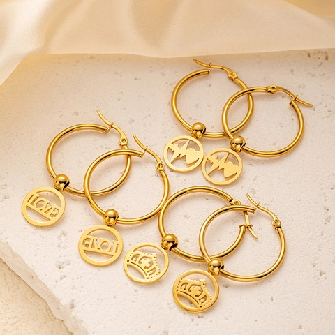 Nischen Edelstahl Vergoldete Creolen Für Damen Geometrische Schmetterling Stern Wabe Parfümflasche Anhänger Ohrringe Schmuck