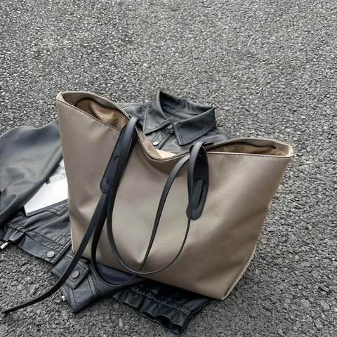 Oxford Cloth Large Capacity Tote Bag Minimalist Lightweight Shoulder Handbag For Women Daily Commute Solid Color Leisure