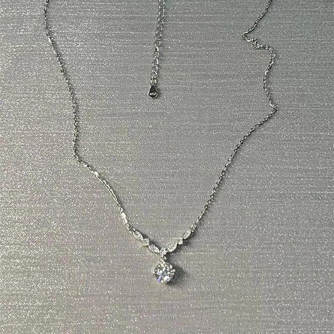 Collana Con Pendente In Zircone Rotondo Rame Marquise Spiga Di Grano Catena Clavicola Stile Coreano Gioielli Eleganti