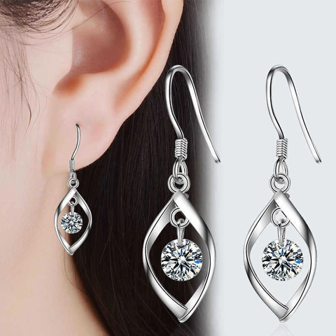 Orecchini Pendenti In Zircone Rombo Geometrico Cornice In Foglia Torta In Rame Per Donna Stile Francese Elegante