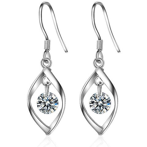 Orecchini Pendenti In Zircone Rombo Geometrico Cornice In Foglia Torta In Rame Per Donna Stile Francese Elegante