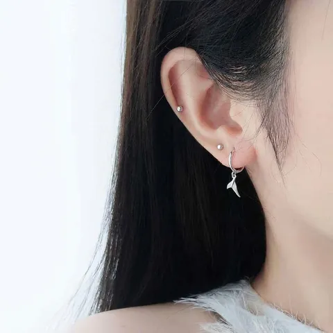 Zeemeermin Visstaart Druppel Hoops Oorbellen Koper Minimalistisch Getextureerd Sieraden Voor Dames Elegant