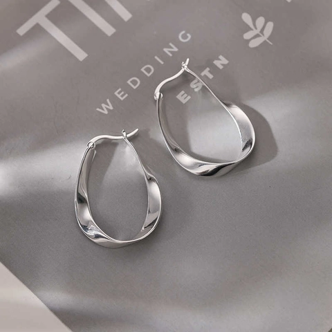 Gedrehte Mobius Creolen Mit 925 Sterling Silber Ohrstecker Kupfer Geometrisch Minimalistisch Französischer Stil Für Frauen