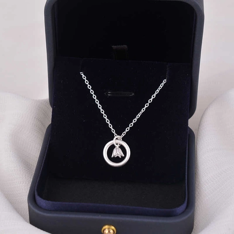 Lelietje-van-dalen Bloem Hanger Ketting Koperen Cirkel Ring Sleutelbeen Ketting Minimalistische Sieraden Cadeau Voor Vrouwen